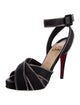 Christian Louboutin Canvas Leather Trim Embellishment Sandals