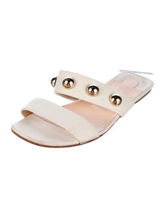Christian Louboutin Leather Studded Accents Slides