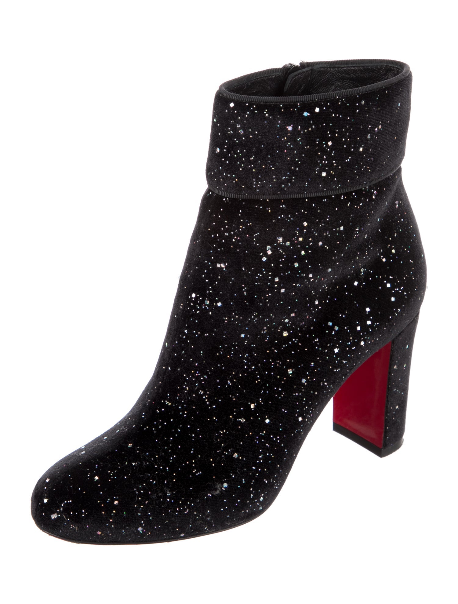 Christian Louboutin Velvet Glitter Accents Boots