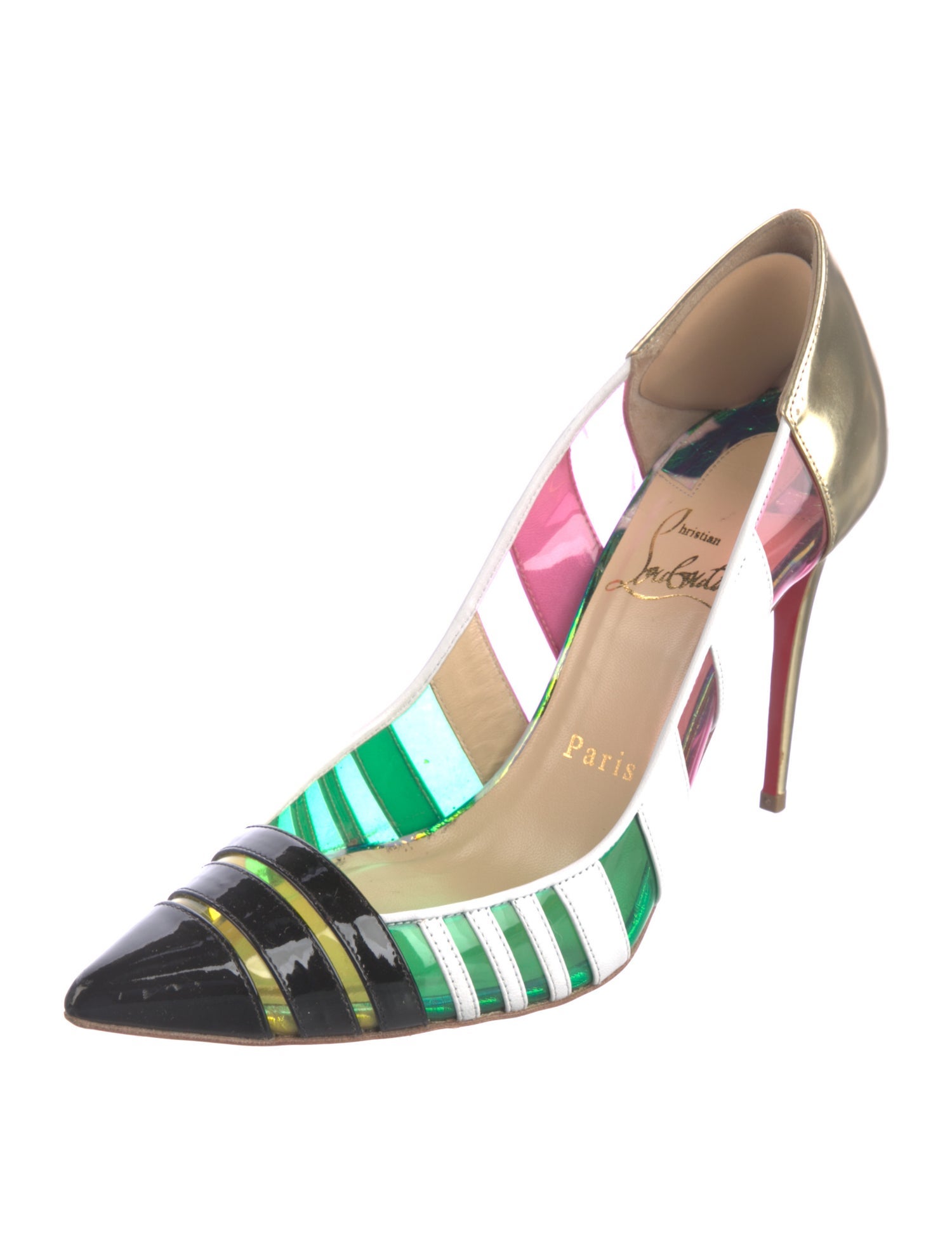 Christian Louboutin Patent Leather Striped Pumps