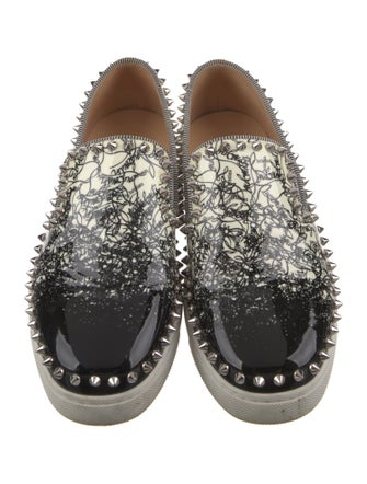 Christian Louboutin Spike Accents Patent Leather Sneakers
