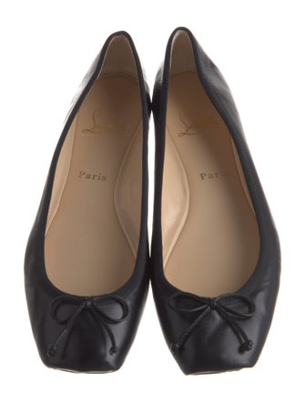 Christian Louboutin Leather Bow Accents Ballet Flats