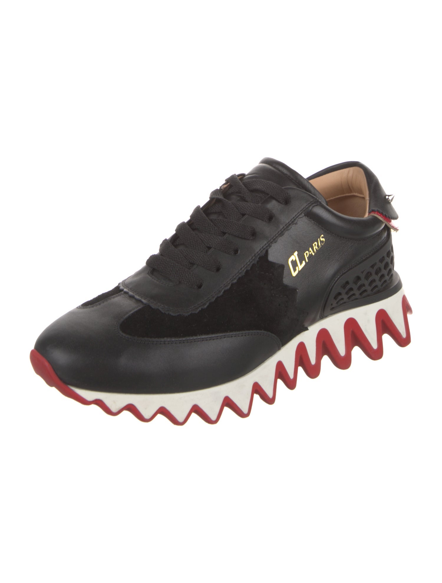 Christian Louboutin Spike Accents Leather Sneakers