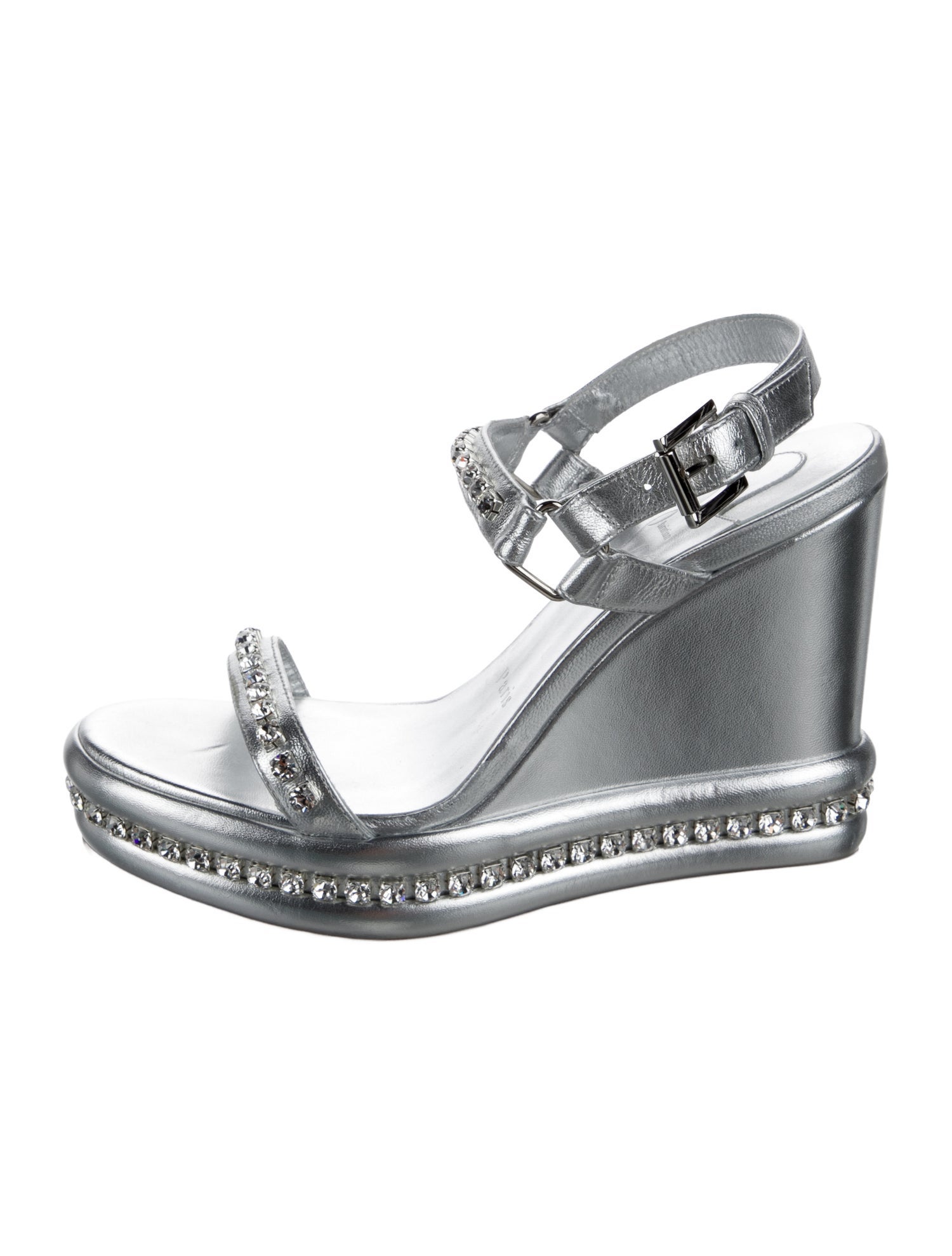 Christian Louboutin Patent Leather Crystal Embellishments Sandals