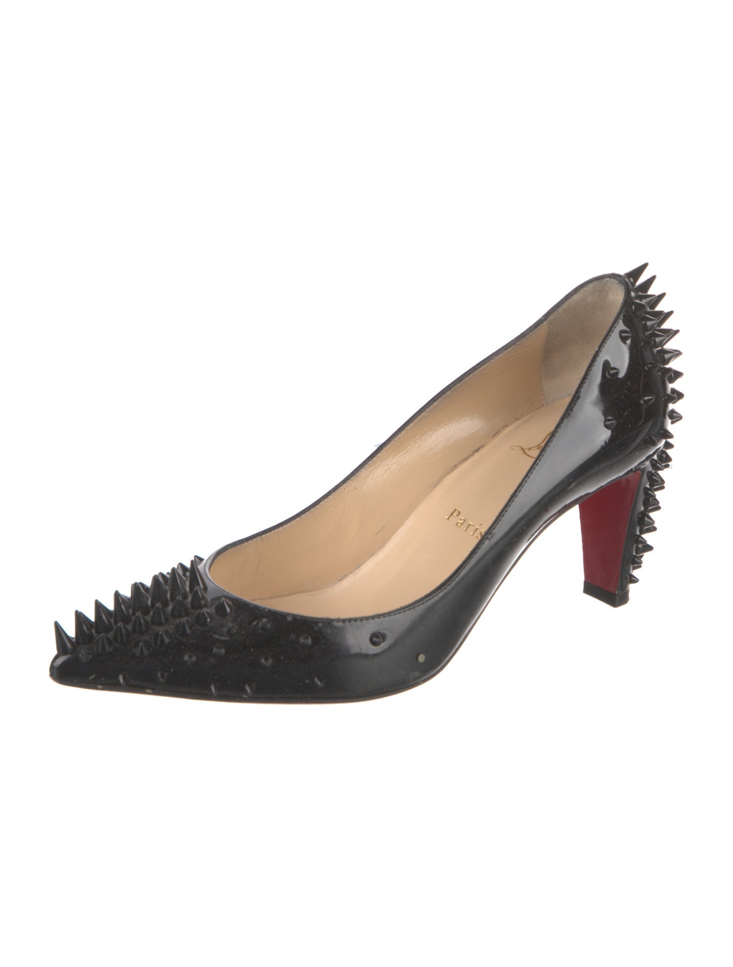 Christian Louboutin Spike Accents Patent Leather Pumps