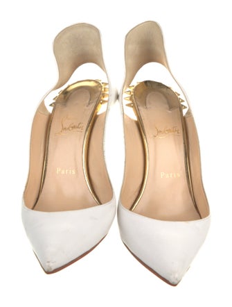 Christian Louboutin Spike Accents Leather Slingback Pumps