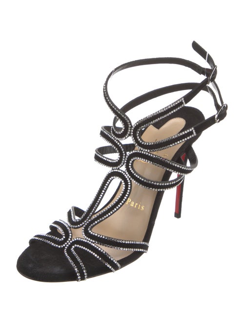 Christian Louboutin Suede Crystal Embellishments Gladiator Sandals