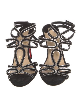 Christian Louboutin Suede Crystal Embellishments Gladiator Sandals