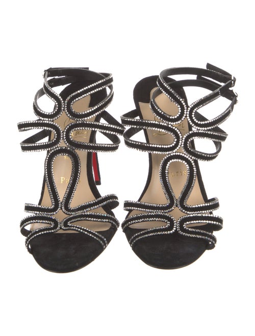 Christian Louboutin Suede Crystal Embellishments Gladiator Sandals