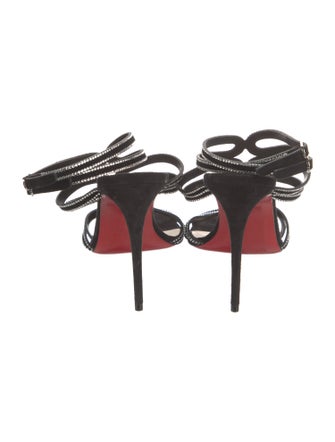 Christian Louboutin Suede Crystal Embellishments Gladiator Sandals