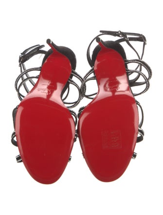 Christian Louboutin Suede Crystal Embellishments Gladiator Sandals