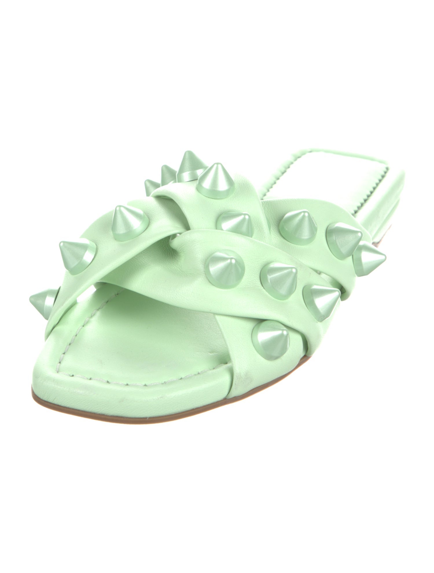 Christian Louboutin Leather Studded Accents Slides