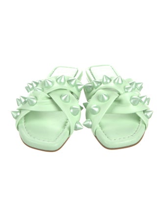 Christian Louboutin Leather Studded Accents Slides