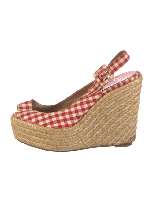 Christian Louboutin Canvas Plaid Print Slingback Pumps