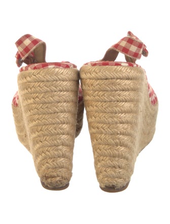 Christian Louboutin Canvas Plaid Print Slingback Pumps