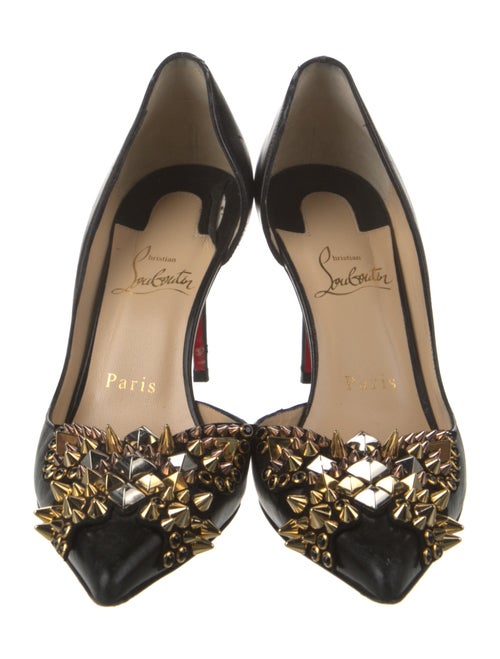Christian Louboutin Leather Crystal Embellishments D'Orsay Pumps
