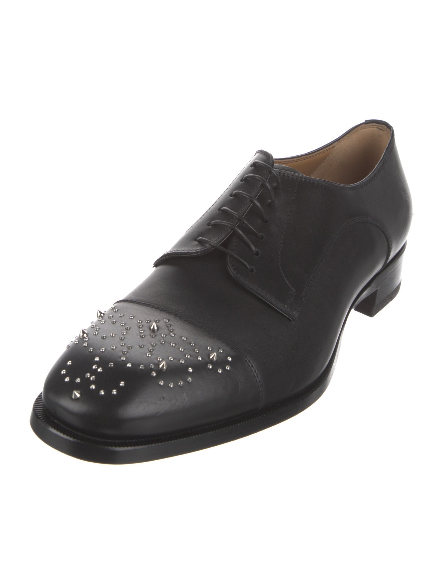 Christian Louboutin Leather Studded Accents Derby Shoes