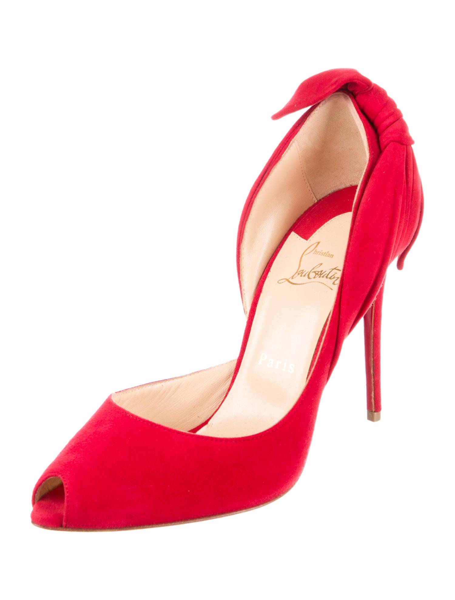 Christian Louboutin Suede Bow Accents D'Orsay Pumps