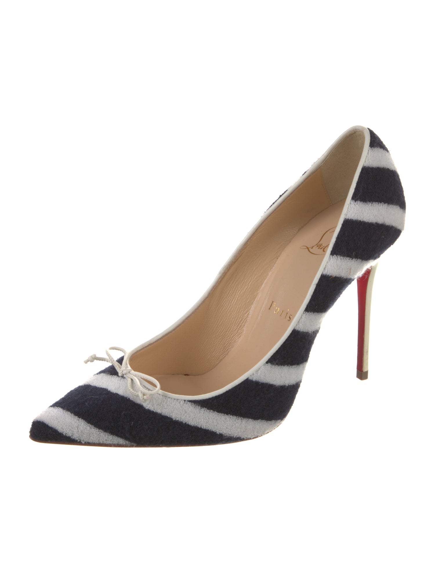 Christian Louboutin Striped Bow Accents Pumps