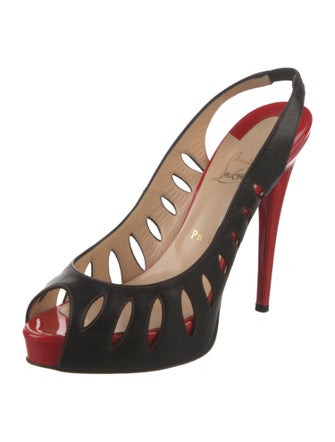 Christian Louboutin Leather Colorblock Pattern Slingback Pumps