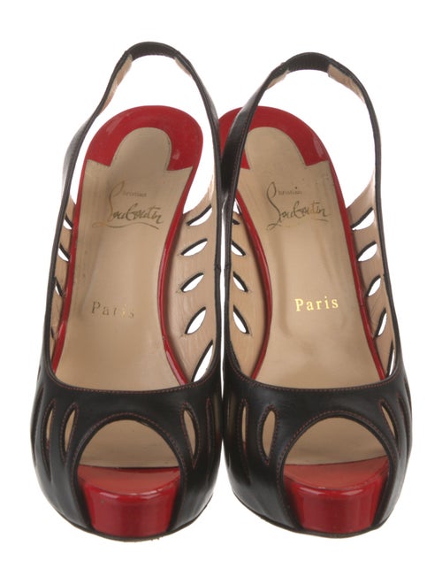 Christian Louboutin Leather Colorblock Pattern Slingback Pumps