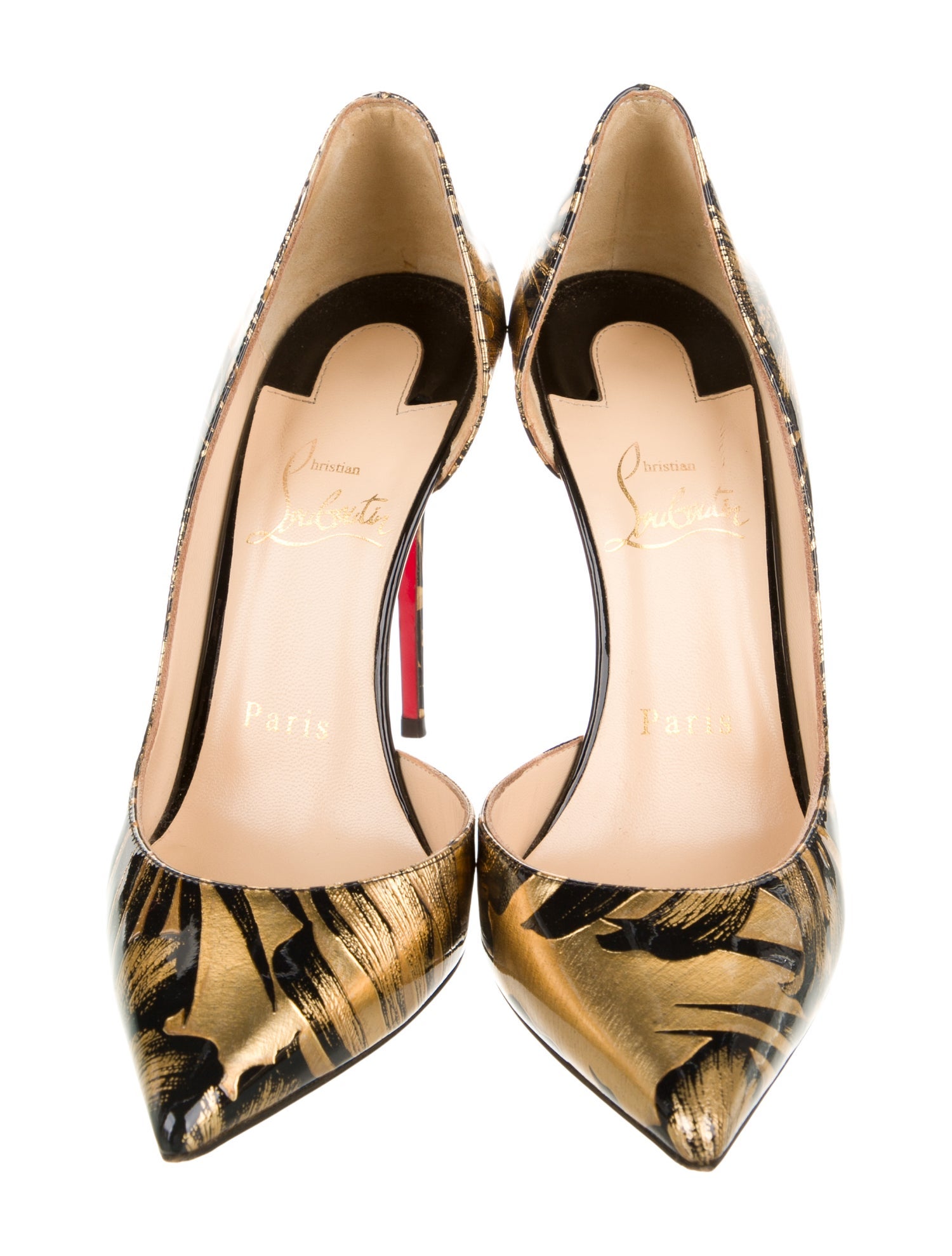 Christian Louboutin Patent Leather Animal Print D'Orsay Pumps