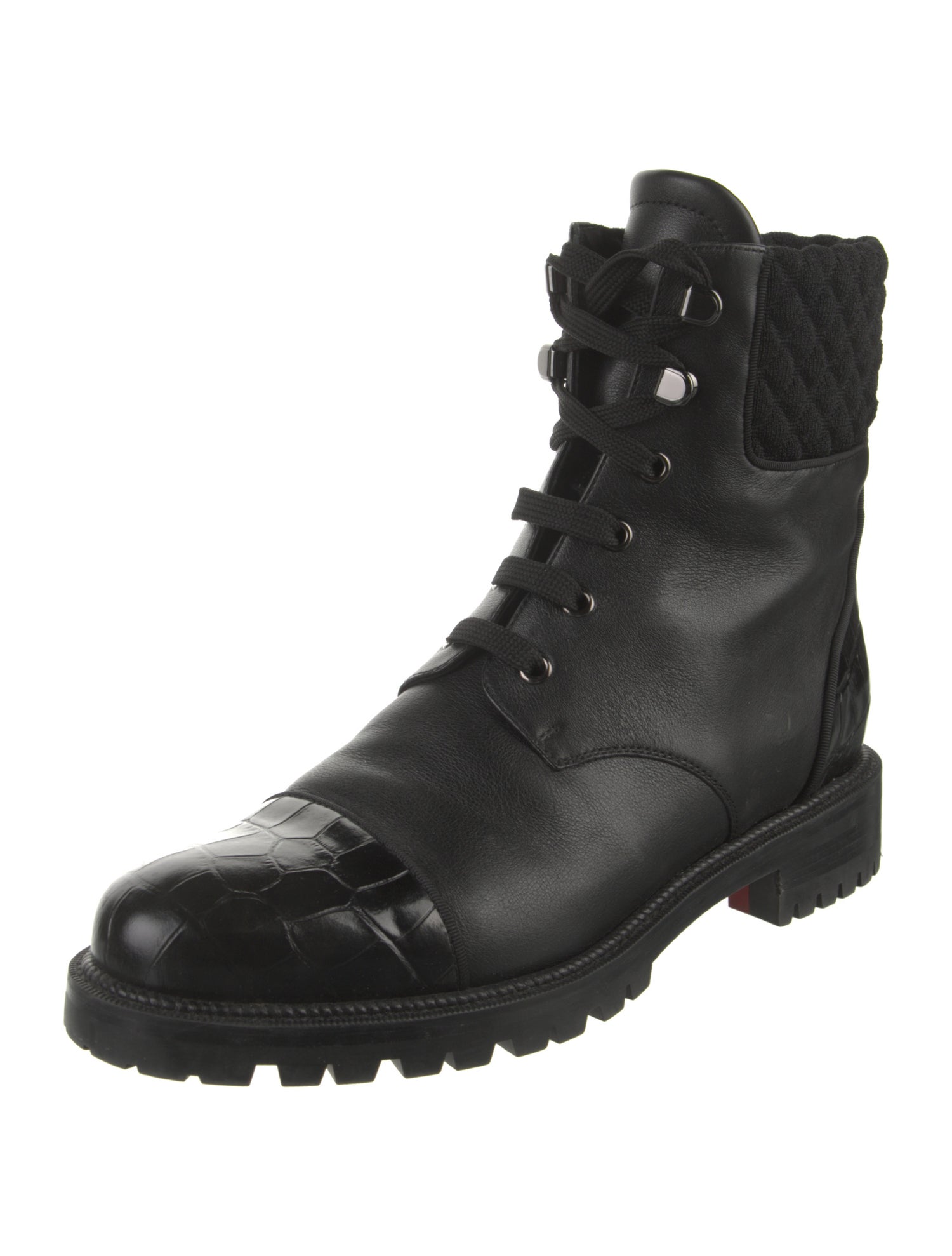 Christian Louboutin Leather Leather Trim Embellishment Combat Boots