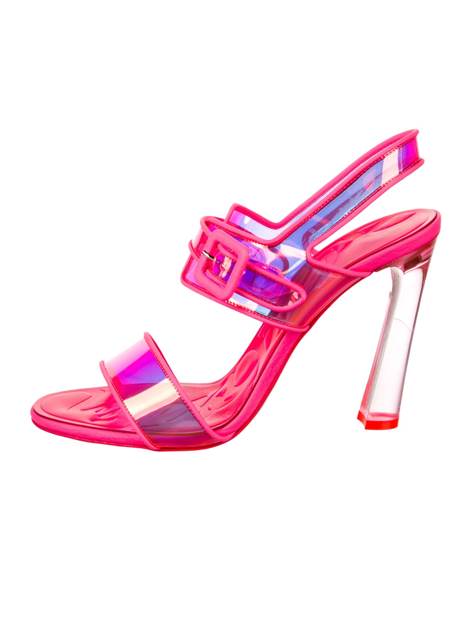 Christian Louboutin PVC Leather Trim Embellishment Slingback Sandals