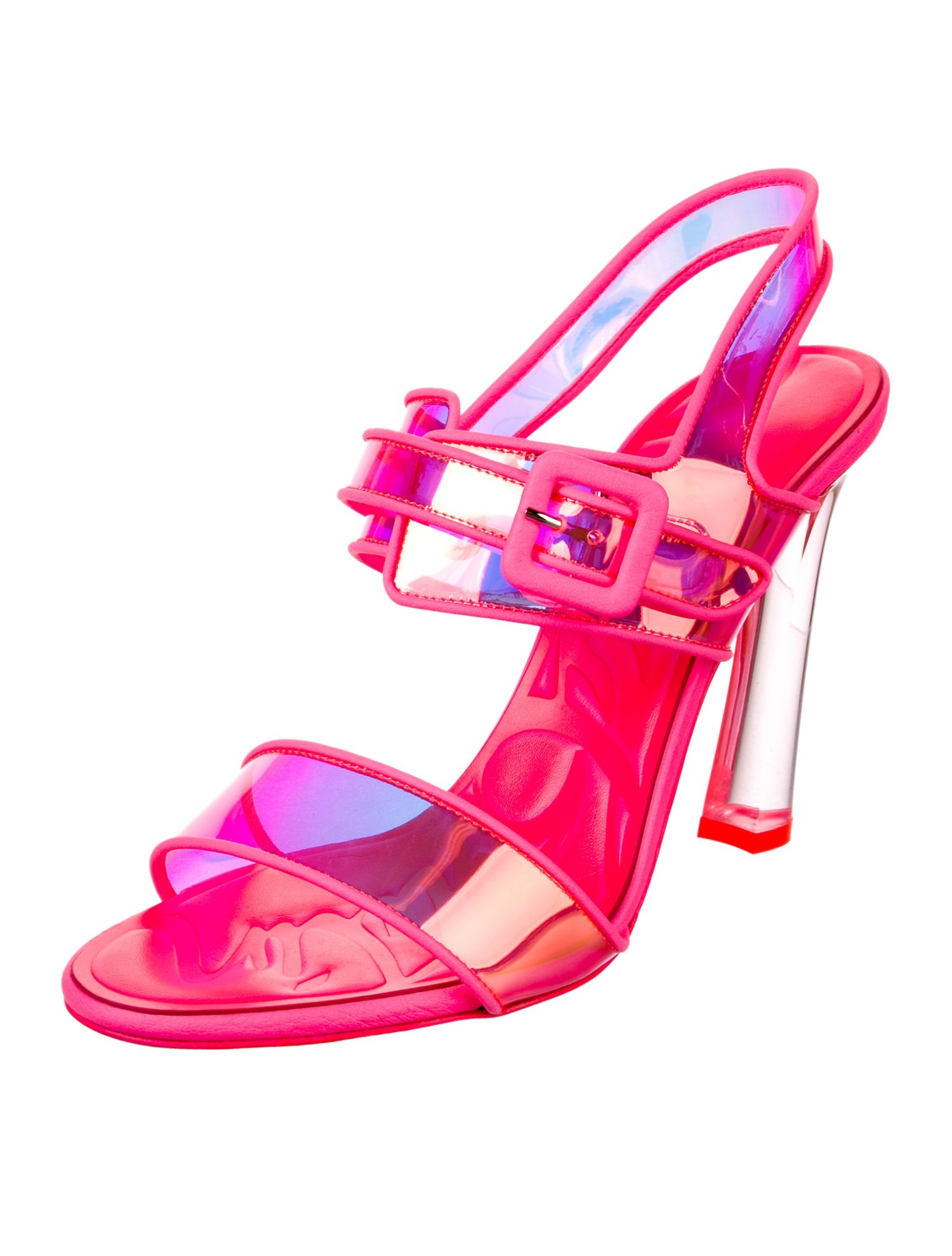 Christian Louboutin PVC Leather Trim Embellishment Slingback Sandals