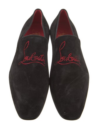 Christian Louboutin Suede Crystal Embellishments Loafers