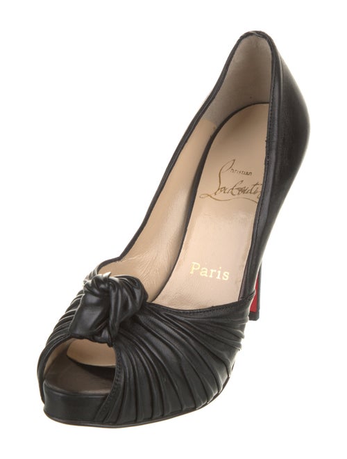 Christian Louboutin Leather Pleated Accents D'Orsay Pumps