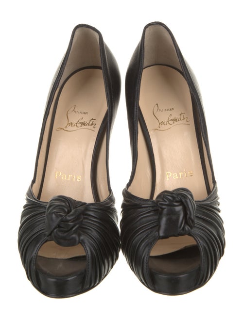 Christian Louboutin Leather Pleated Accents D'Orsay Pumps