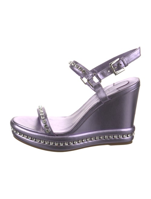 Christian Louboutin Leather Crystal Embellishments Slingback Sandals