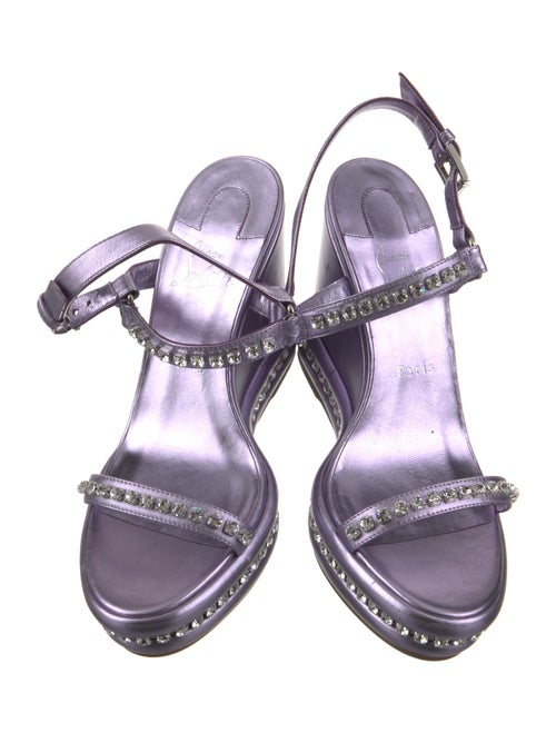Christian Louboutin Leather Crystal Embellishments Slingback Sandals