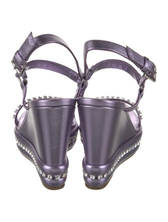 Christian Louboutin Leather Crystal Embellishments Slingback Sandals