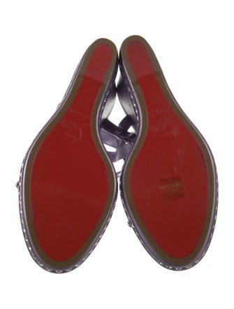 Christian Louboutin Leather Crystal Embellishments Slingback Sandals