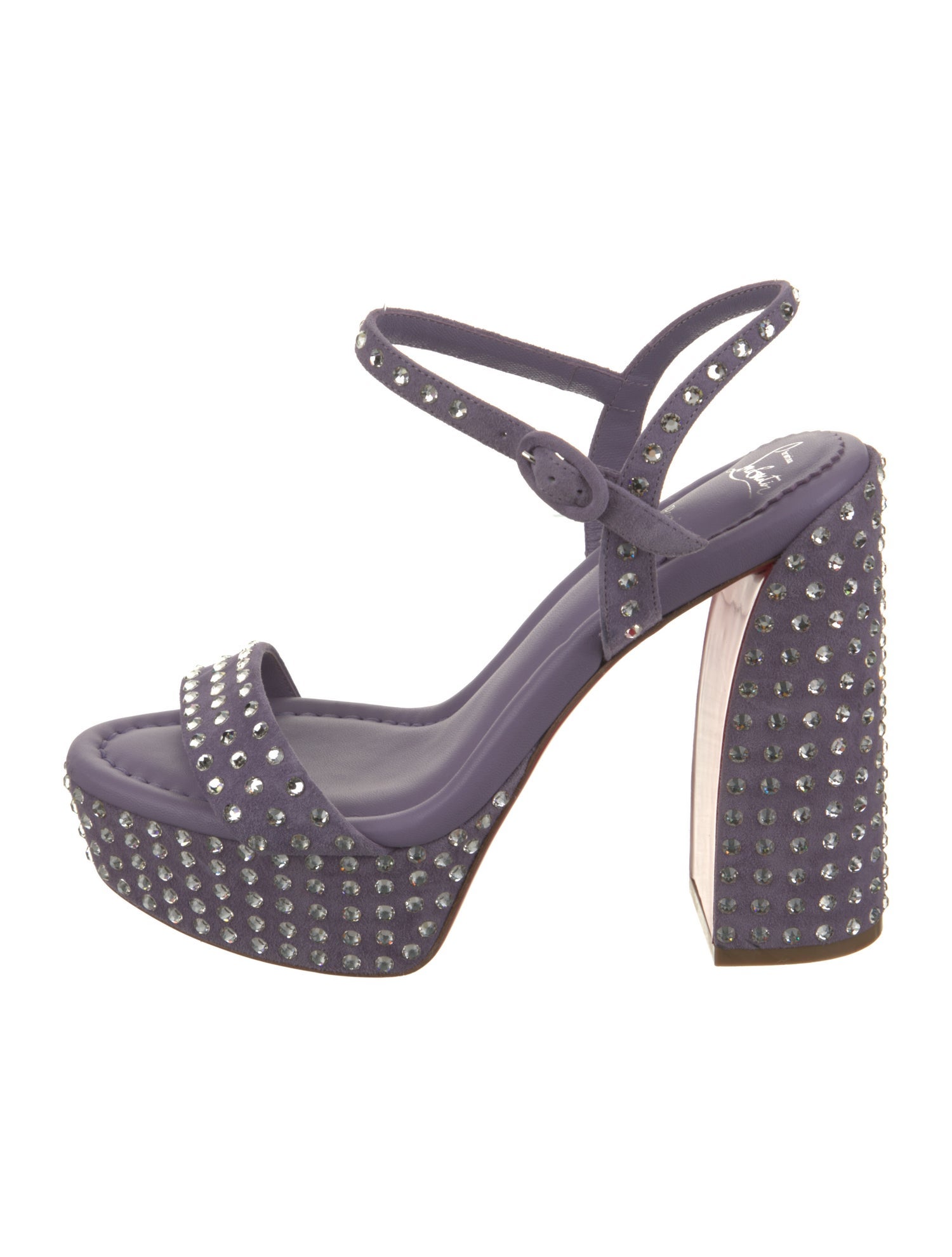 Christian Louboutin Suede Crystal Embellishments Slingback Sandals