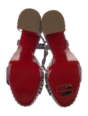 Christian Louboutin Suede Crystal Embellishments Slingback Sandals