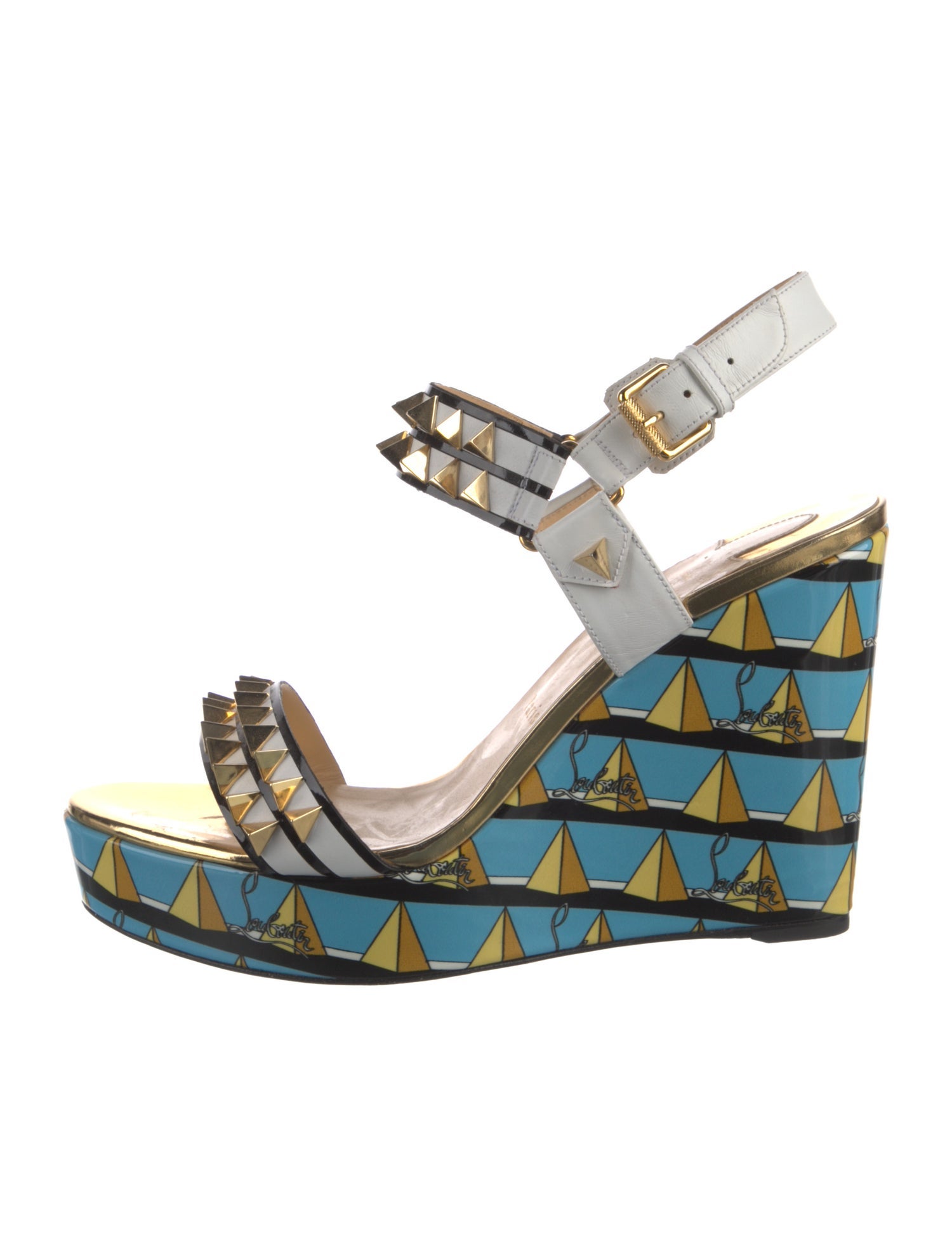 Christian Louboutin Patent Leather Printed Sandals