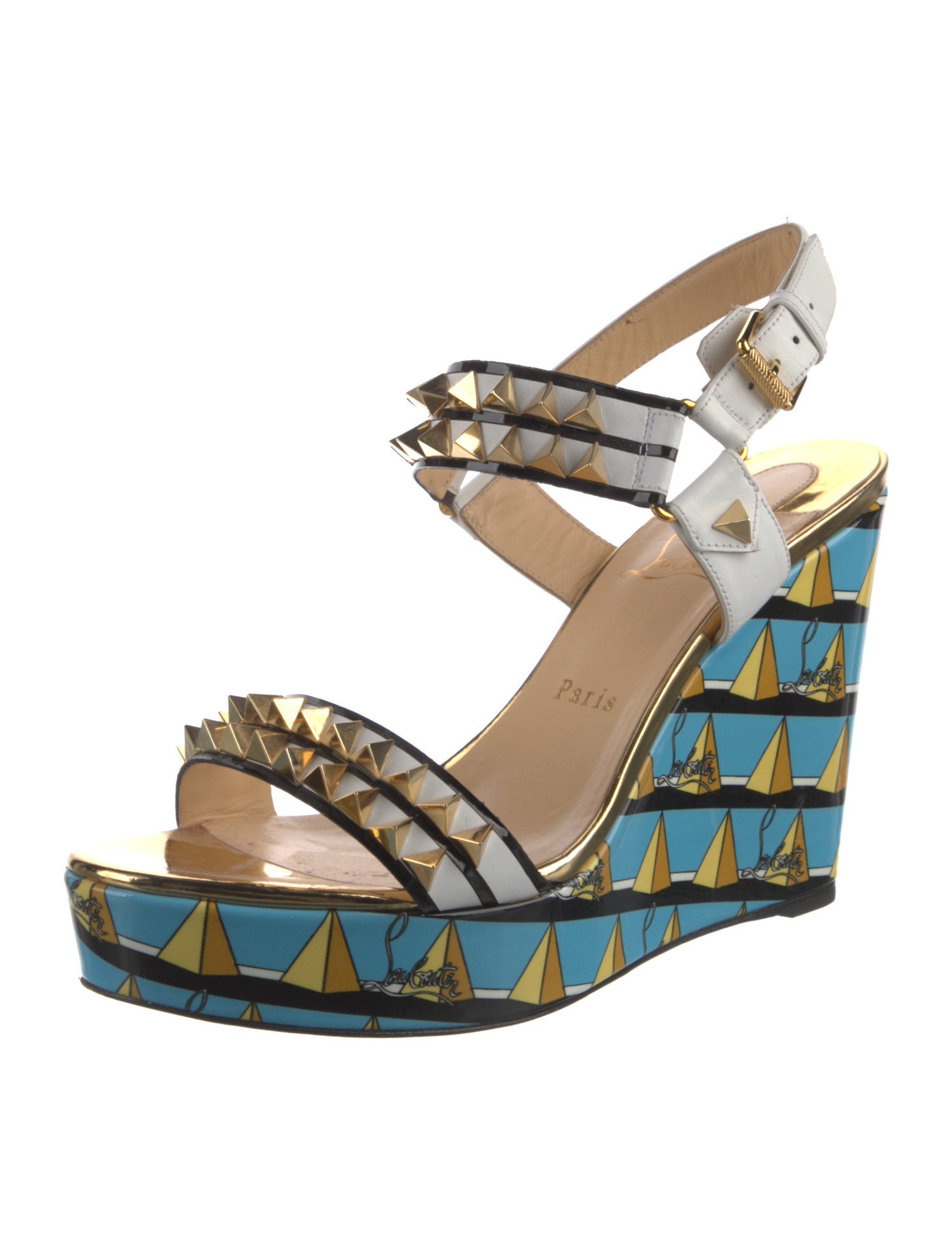 Christian Louboutin Patent Leather Printed Sandals