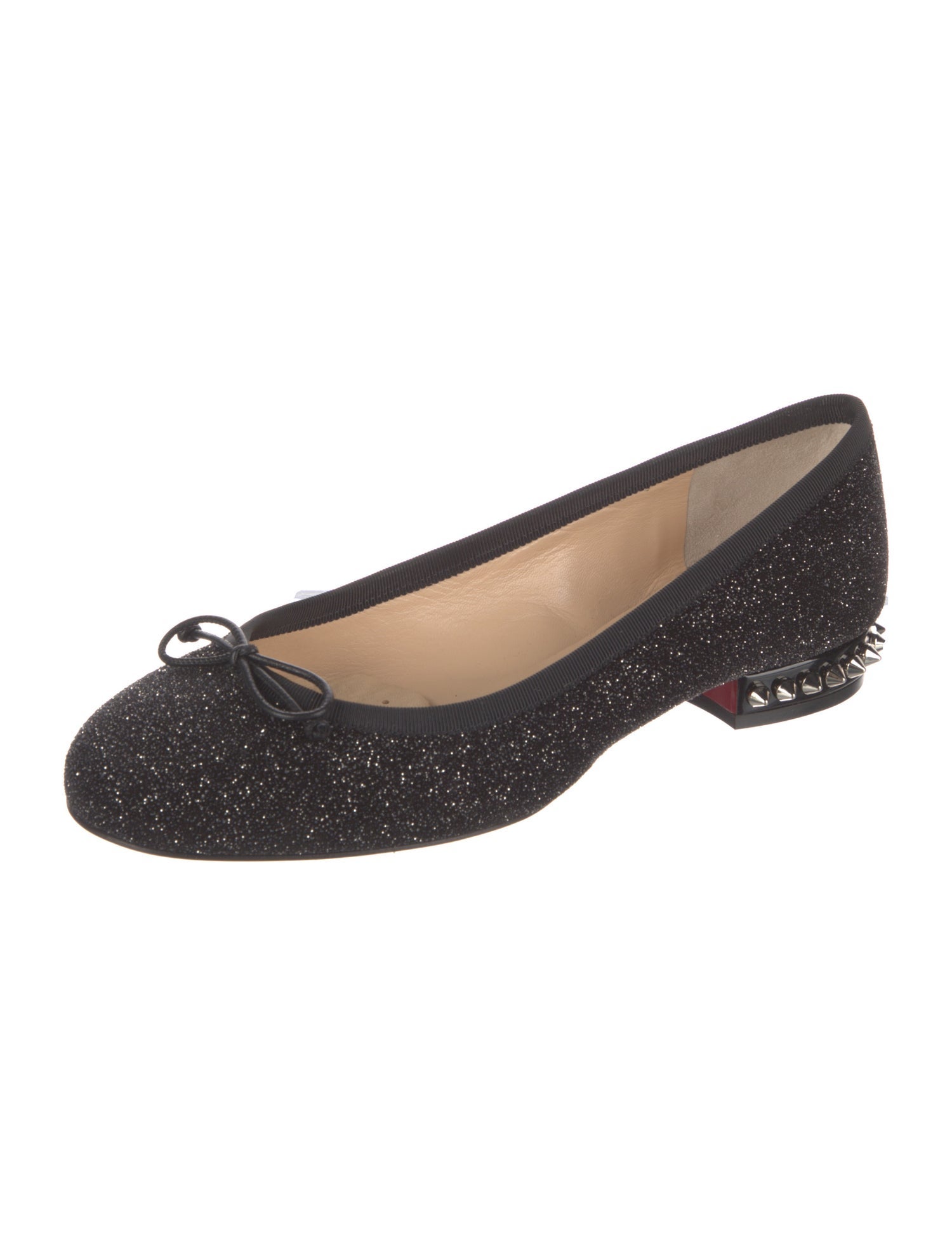 Christian Louboutin Spike Accents Glitter Ballet Flats