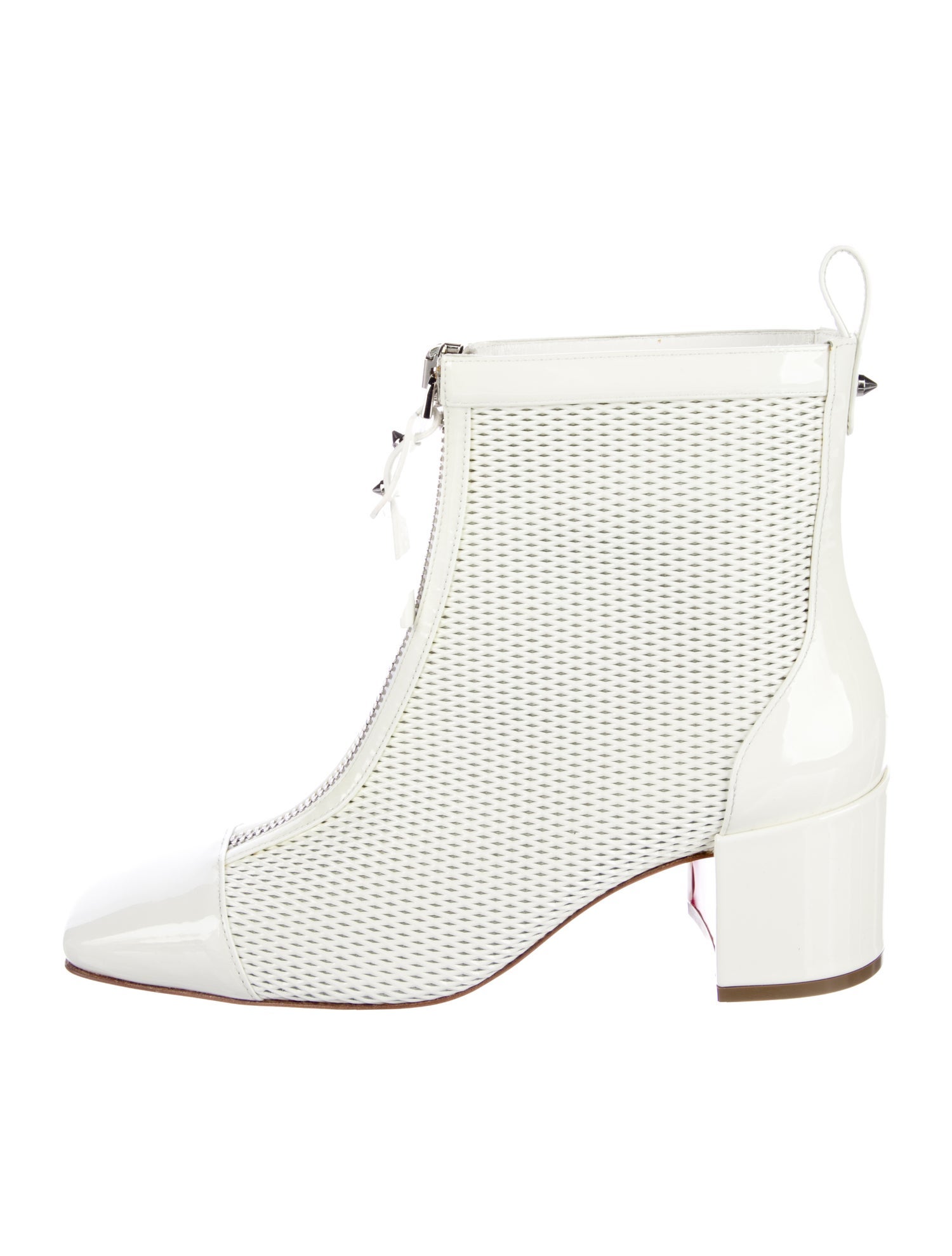 Christian Louboutin Patent Leather Studded Accents Rain Boots