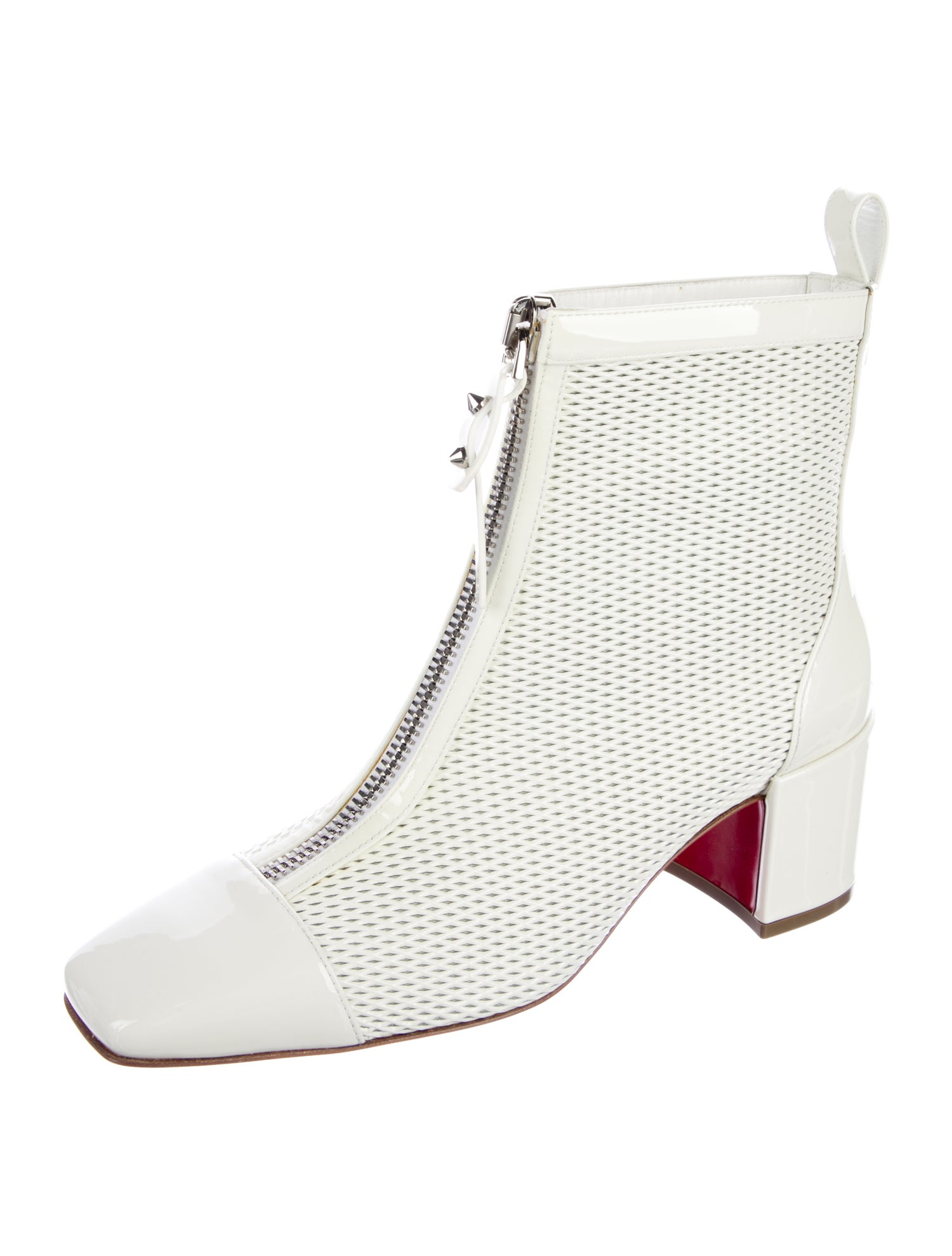 Christian Louboutin Patent Leather Studded Accents Rain Boots