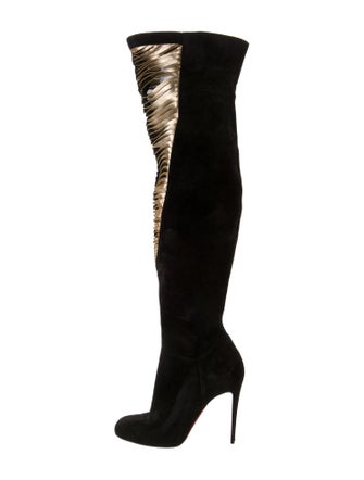 Christian Louboutin Suede Colorblock Pattern Boots