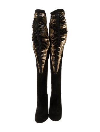 Christian Louboutin Suede Colorblock Pattern Boots