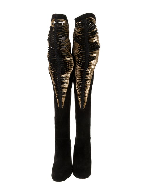 Christian Louboutin Suede Colorblock Pattern Boots