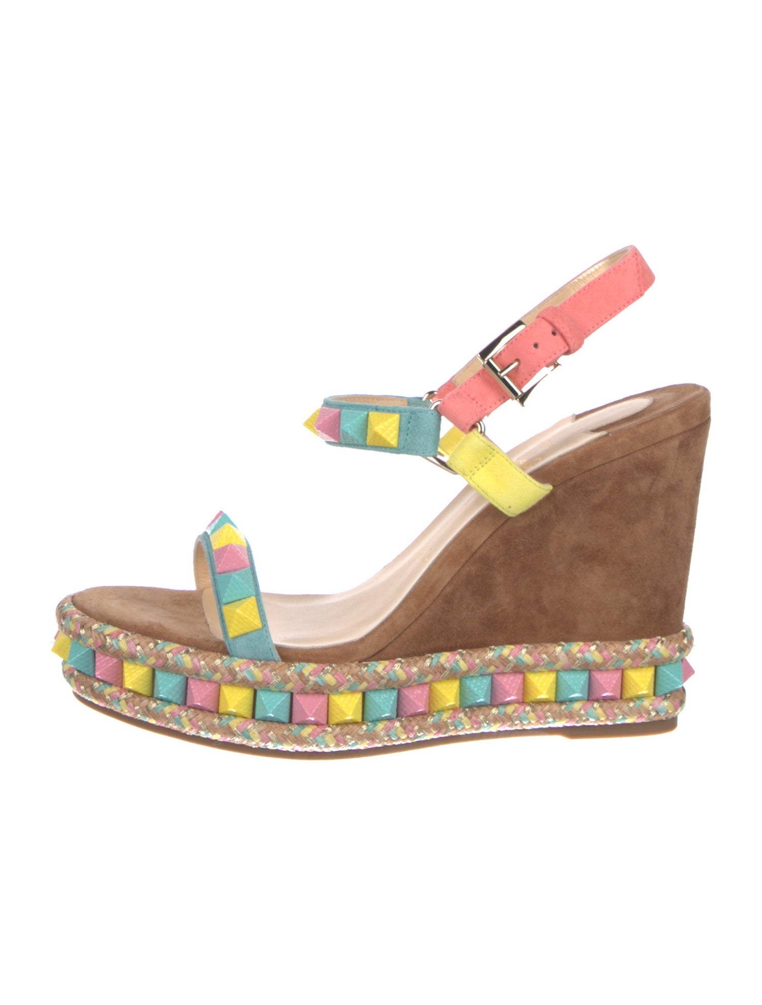 Christian Louboutin Suede Floral Print Slingback Sandals