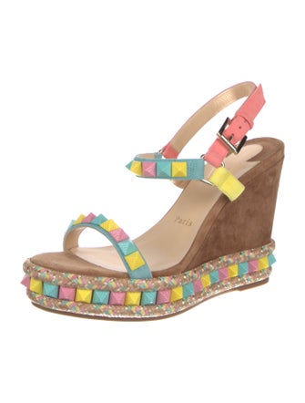 Christian Louboutin Suede Colorblock Pattern Slingback Sandals