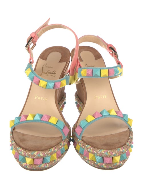 Christian Louboutin Suede Colorblock Pattern Slingback Sandals