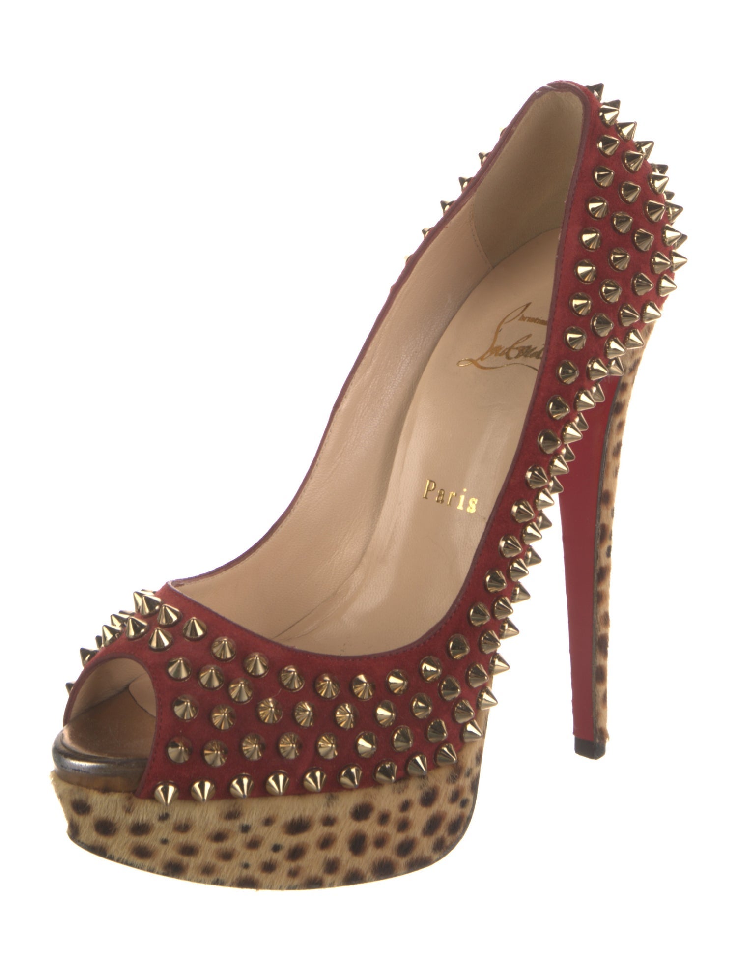 Christian Louboutin Spike Accents Suede Pumps